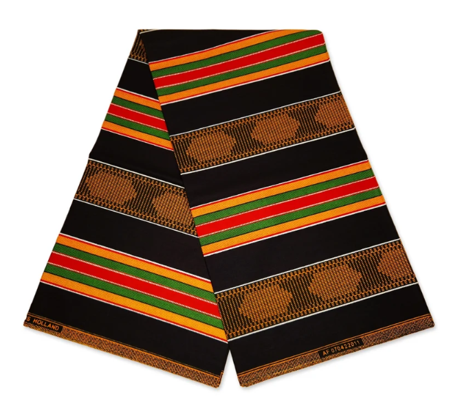 WK130-BWG, Authentic Handwoven Ashanti Kente Cloth from Ghana