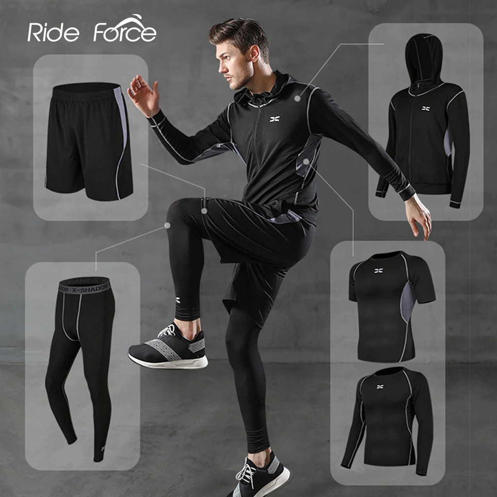 Dillar 5Pcs Yoga Clothing Suit Set Tracksuit Running Gym Winter