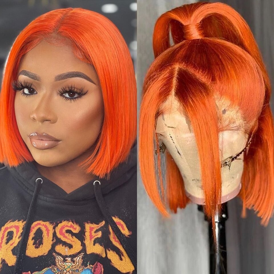 Short orange clearance lace front wig