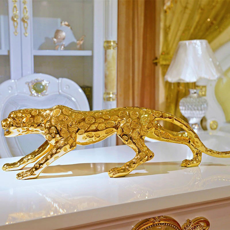 Wildlife Abstract Leopard Resin Sculpture Accessories Decor in